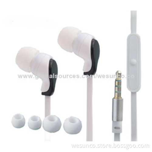 Earbuds with mini microphone and colorful flat cable design (TPE cable/more stronger), super bass